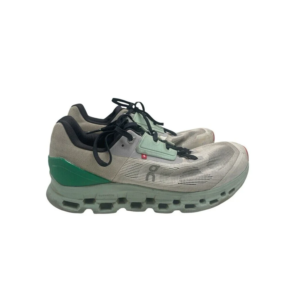 On Cloudstratus Men Size 12 Gray Green White Light Running Shoes